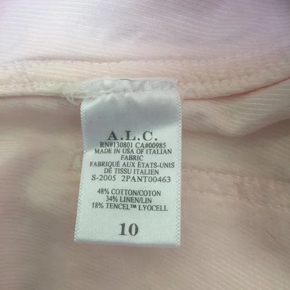 NWT $325 A.L.C Davidson High-Waisted Tie-Belted Shorts in Pale Pink US sz 10